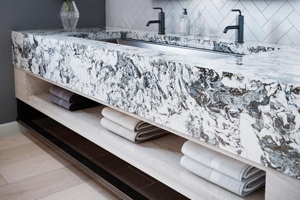 Affordable Bathroom Countertops Houston, Quartz Bathroom Countertops With Undermount Sink