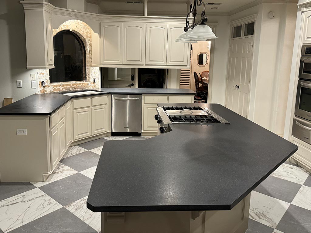 Leeathered Granite Kitchen Countertop After
